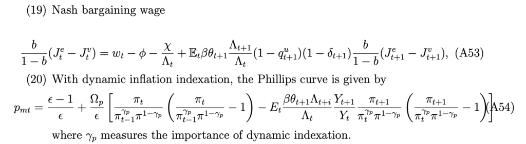 Bargaining Wage including dynamic inflation indexation