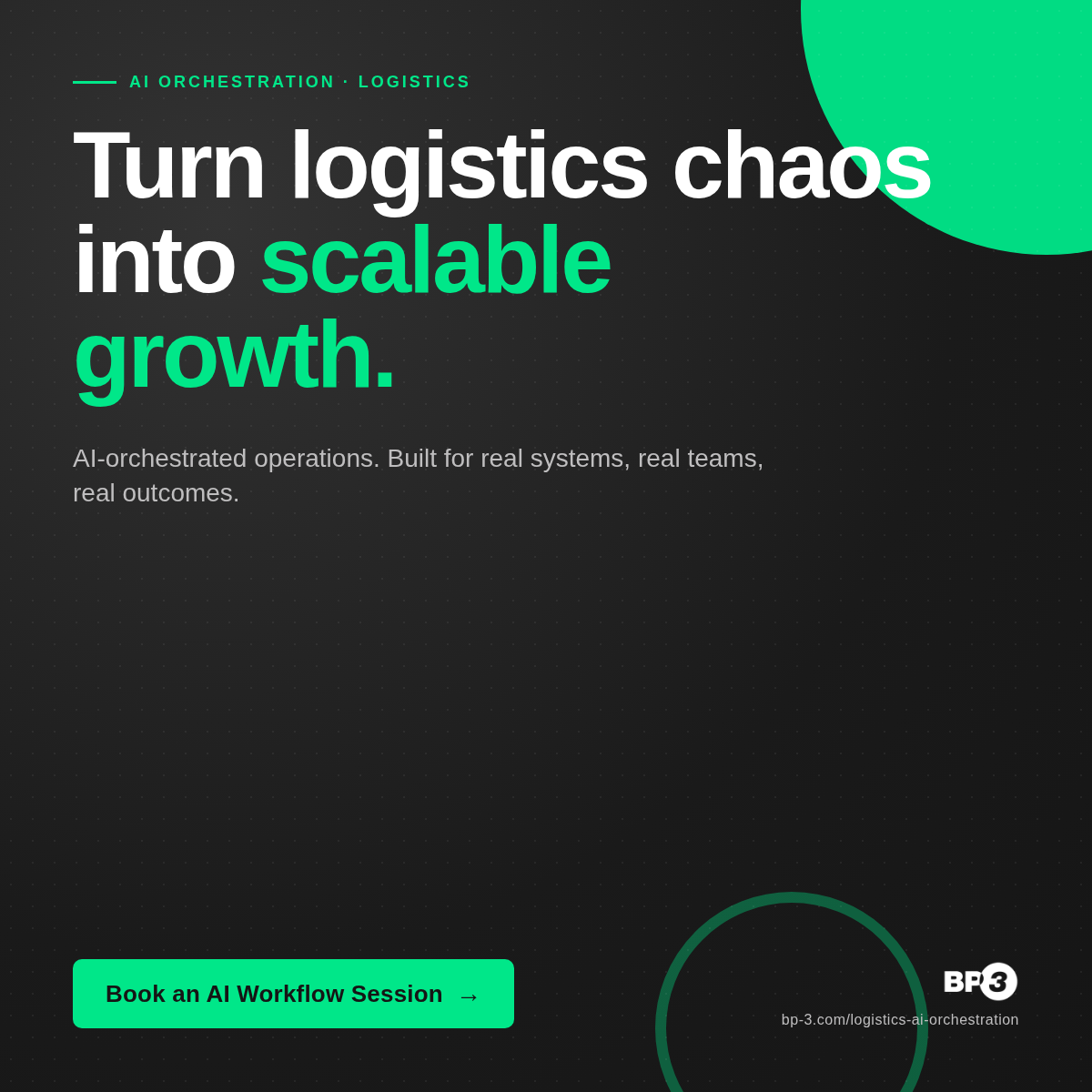 AI Logistics Orchestration for Operations Teams | BP3